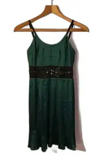 Guess  Dark Green Mini Satin Cocktail Dress with Gemstones size 1