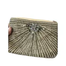 RSVP beaded special occasion purse wristlet clutch silver beading