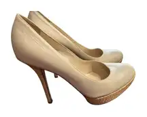 Christian Dior Cream Leather Platform Stiletto Heels Shoes
