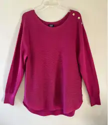 Jones New York Sz L Signature Cranberry Pullover Stretch Sweater Blouse Top