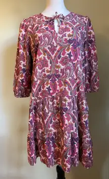 LOFT Petite Paisley Print Tiered Midi Dress boho whimsi Y2K work floral flowy