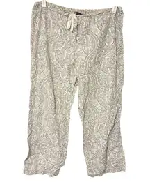 Ralph Lauren Cotton Grey Paisley Print Pull On Cotton Pajama Pant Size Small