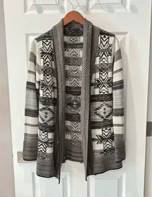 BCBG Max Azria Gray Aztec Open Cardigan size Large