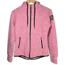 Gym + Coffee Pink Fleck Heathered Full Zip Hoodie Jacket Athleisure Women Small