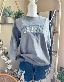 Vintage Y2K Cabela’s Gorpcore Gray Crewneck Logo Sweatshirt