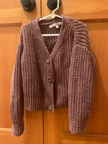 Cardigan Chunky Knit Button Up Cropped Size S