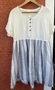 Urban Outfitters Oversized Margo Mixed Henley T-Shirt Dress Size Large White