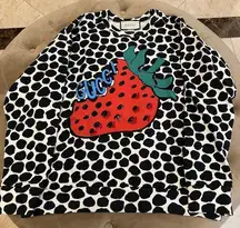 Authentic New Without Tags Leopard Print Sequined Strawberry Sweatshirt