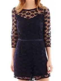 NWT Stella Parker Navy Lace Short Romper 3/4 sleeve Women’s Size 12