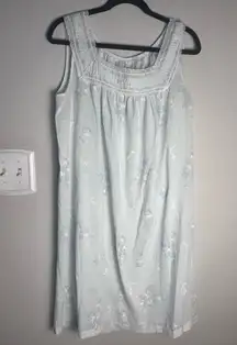 Vintage Pale Blue Sleeveless Square Neck Nightgown.