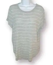 SO  Classic Comfy Favorite Crewneck Short Sleeve Tee Stripe Gray White M