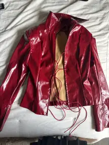 Red Leather Top Shein