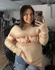 Anthropologie Aimee Pommed Alpaca Sweater llama Pom Pom