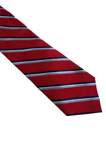 Tommy Hilfiger 100% Silk Repp Tie Red White Blue Classic Timeless Preppy