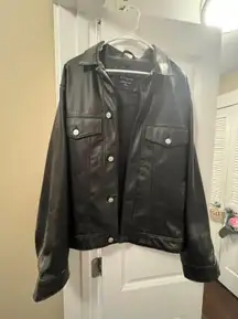 Vegan Leather Jacket Black Size Large