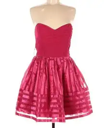 Vintage Y2K  Strapless Tulle Poofy Mini Dress Sweetheart Magenta 8