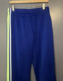 Danskin Now Pants Womens Small Blue Mesh Track Athletic Royal Side Stripe Trim