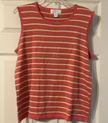 NWT CJ Banks Coral Yellow Green Sweater Tank Shell 1X
