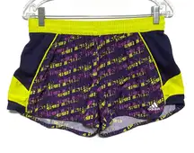 Adidas Clima Athletic Shorts Womens M Spell Out Purple Yellow Bright Loud Sporty