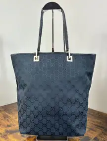 Gucci GG Canvas Tote Bag Black Authentic Designer Handbag Purse Classic