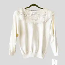 Vintage Scott McClintock Sweater With Lace Collar And Dolman Sleeves