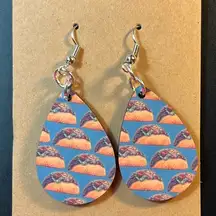 Tacos Blue Teardrop Dangle Pierced Earrings New