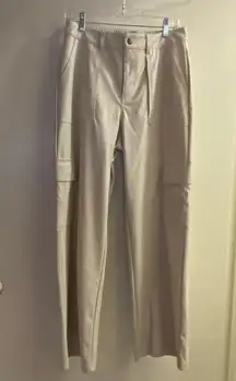 Womens Faux Leather Pants Size M Medium Beige Ivory Cream Waist 30” NWT $32