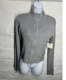 arizona jean company Zip Up sweater Gray Extra-large Cropped