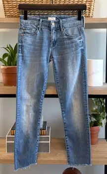 MOTHER The Looker Ankle Fray Cropped Jeans in Wild & Sweet Wash, 24