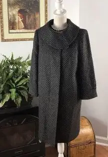 Ann Klein Black and Grey Size S tweed Coat