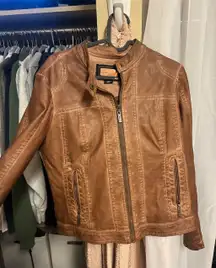 Jou Jou Brown Vegan leather jacket Size Medium