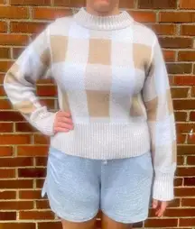 POOF PLAID ACRYLIC SWEATER