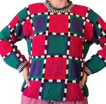 The Limited Vintage  90s Womens Sweater P/S Retro Colorful Hand Knit Long Sleeve