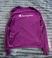 Champion Women’s Purple long sleeve tee with chest logo