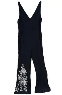 Anthropologie HD In Paris Women’s 0 Embroidered‎ Wide Leg Jumpsuit Black Western