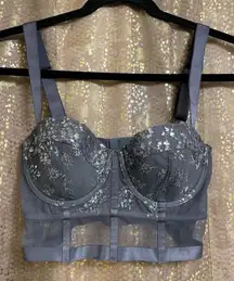 Victoria’s Secret Very Sexy Gray Silver Sparkle Lined Balconet Bra Top 34C