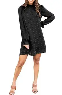 NEW Swiss Dot Mini Dresses Loose Chiffon Short Dress L