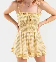 Altar'd State Yellow and Cream Gingham Romper NWT Size XL