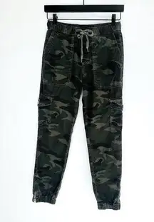 Sundry Camo Camouflage Drawstring Waist Army Green Brown Jogger Pants Size 0