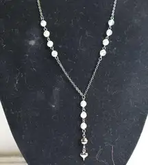 Napier Vintage Y-Drop Aurora Beads Black Heart Black Link Chain Necklace