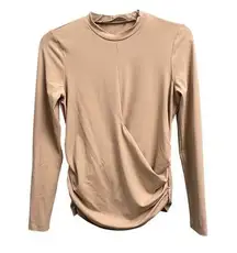 Susana Monaco Nude Long Sleeve Stretchy Top Size Small Tan