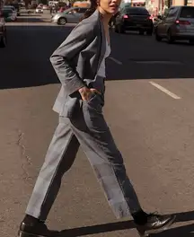 LACAUSA Gray/Stone Blue Plaid Trousers