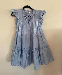 Day + Moon Medium Blue Ruffled Tiered Mini Dress