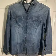 Denim Sparkly Top Long Sleeve‎ XXL