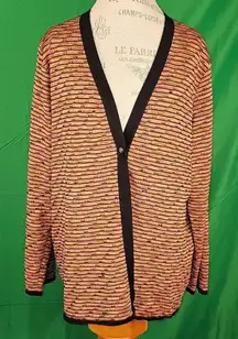 Exclusively Misook Woman‎ Womens Orange Black Cardigan 2X *Pulls*
