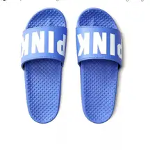 VICTORIAS SECRET PINK LOGO SLIDES SANDALS BEACH SHOWER SHOES 4-5 Color Blue