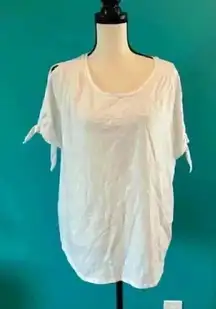 ⭐️ St. John bay white shirt with tie shoulder details