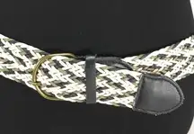 Woven Belt, Black, Cream, Green, Size 7