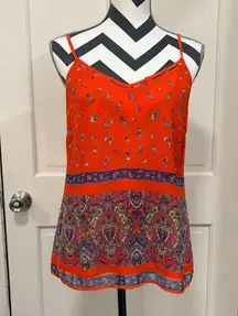 Skies Are Blue Paisley Boho Tank Top Camisole Orange/Purple Adjustable Straps