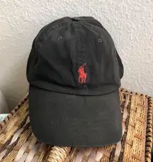 Black Polo Ralph Lauren sport baseball trucker cap hat Red Pony Logo Classic Leather Strap